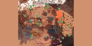 The Planet Crafter interactive map filtered to show only Entrance markers