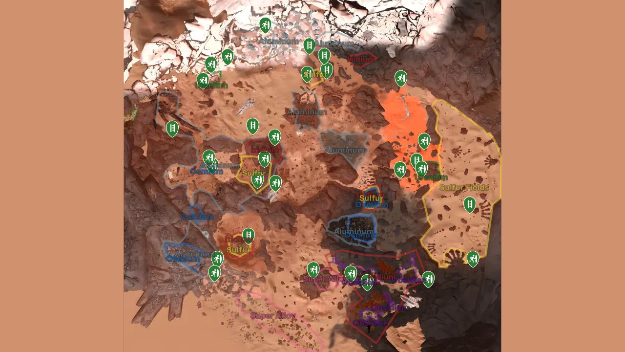 The Planet Crafter interactive map filtered to show only Entrance markers