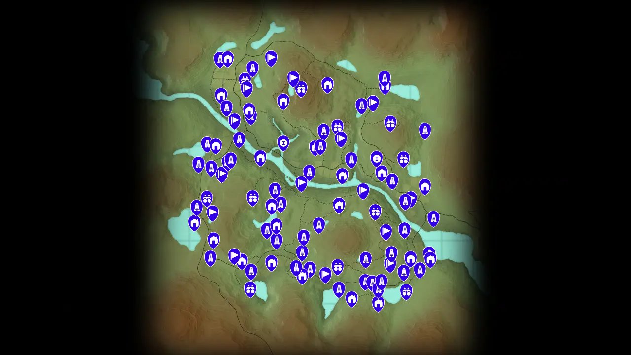 theHunter: Call of the Wild interactive map filtered to show only Location markers