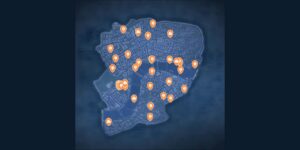Watch Dogs Legion interactive map filtered to show only Mission markers