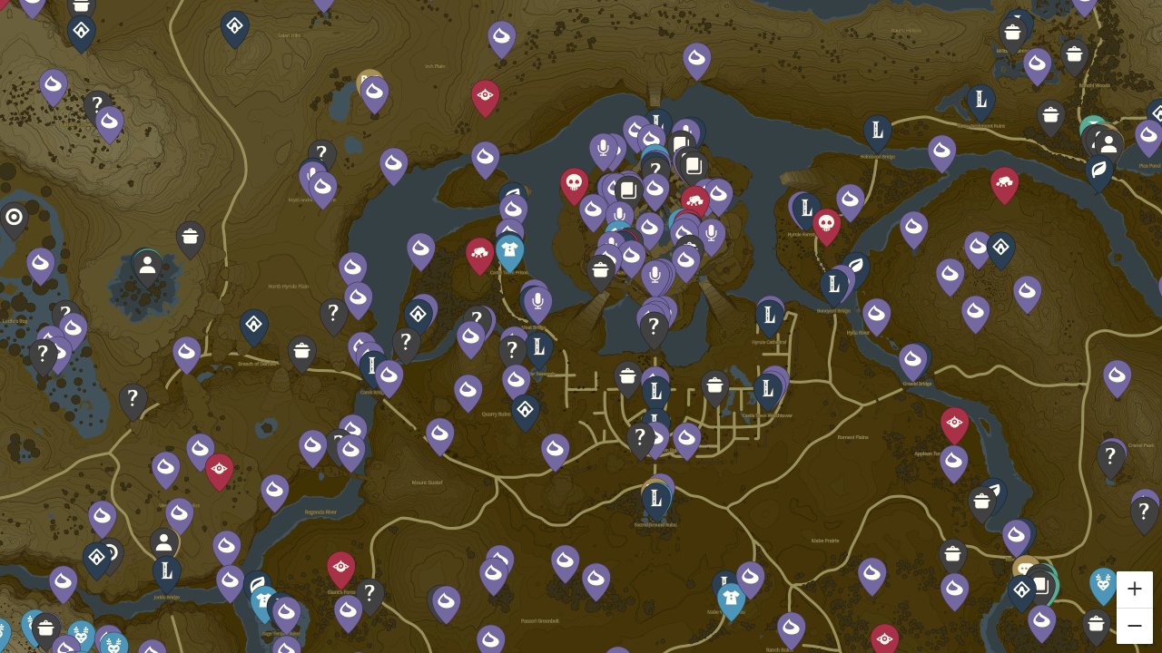 Zelda Breath Of The Wild interactive map screenshot