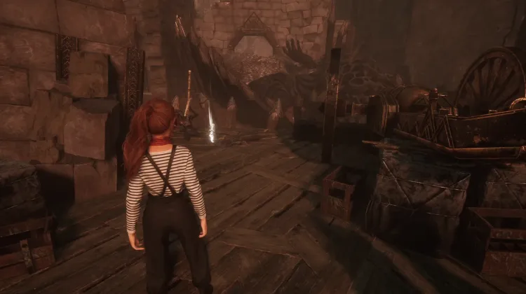 Chroma x3950 - Beside a cannon and a corpse with a sword staked at it.