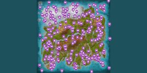 Ark Survival Ascended interactive map filtered to show only Collectables markers