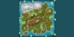 Ark Survival Ascended interactive map filtered to show only Resources markers