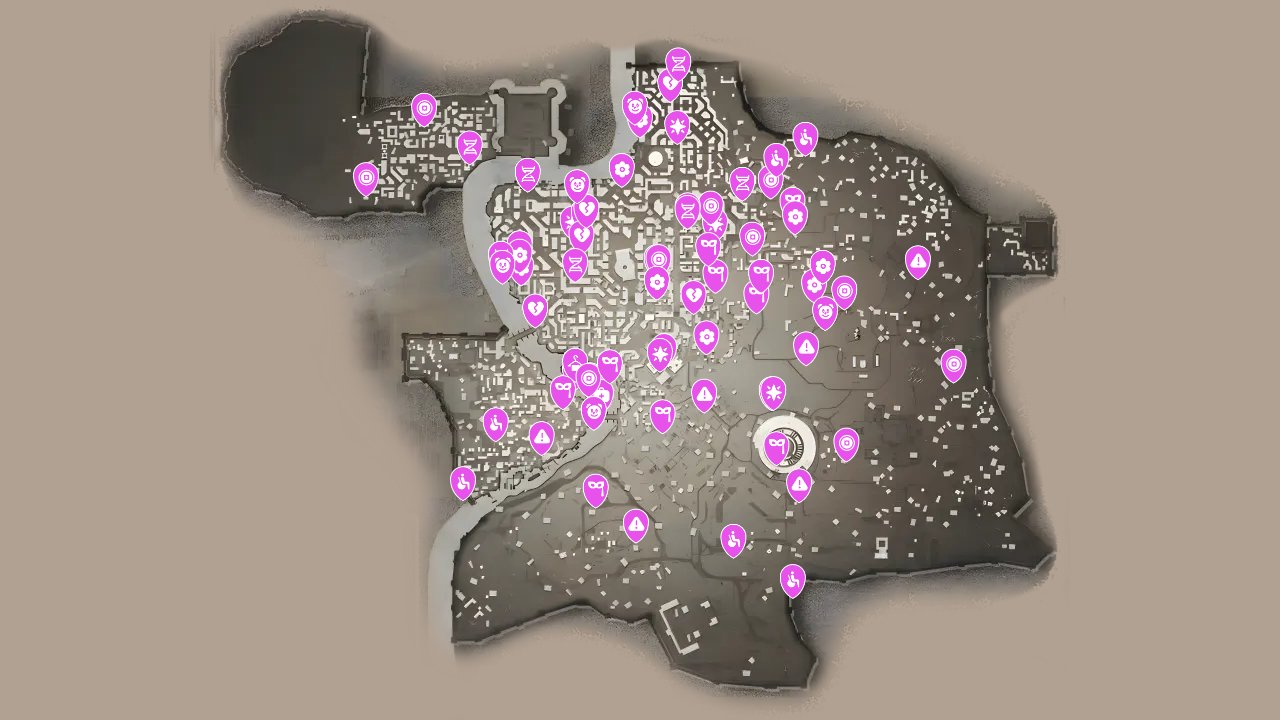 Assassins Creed Brotherhood interactive map filtered to show only Mission markers