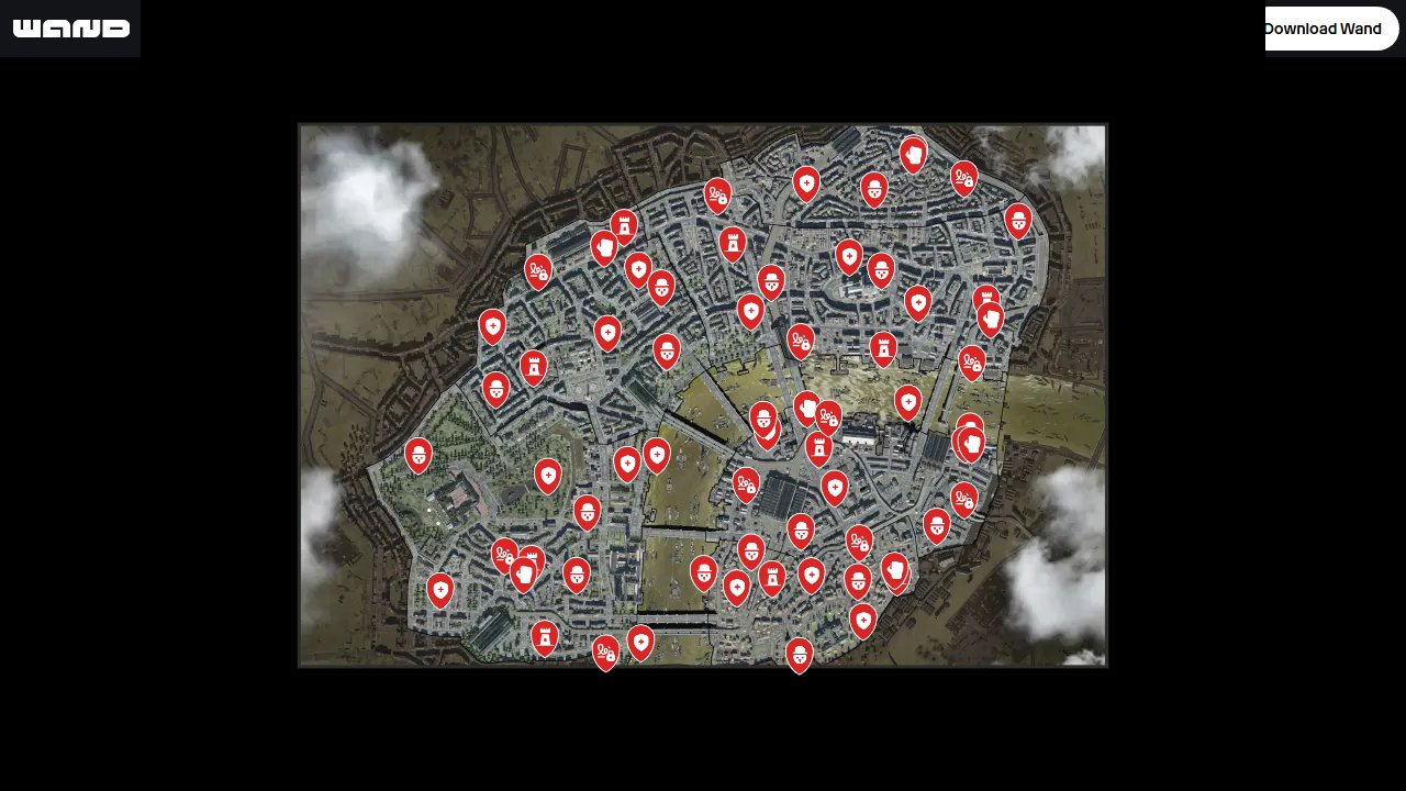 Assassins Creed Syndicate interactive map filtered to show only Conquest Activities markers