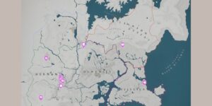 Crimson Desert interactive map filtered to show only Minigames markers