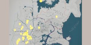 Crimson Desert interactive map filtered to show only Quests markers