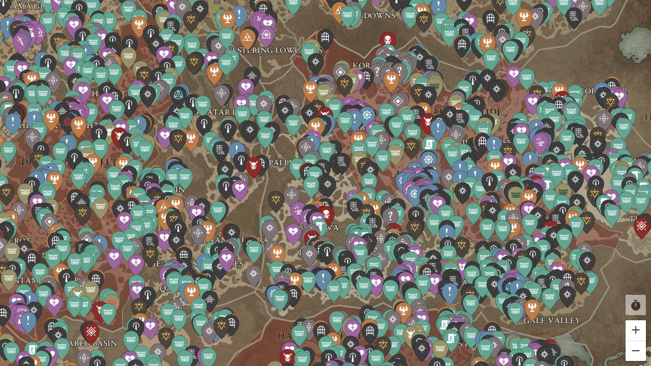 Diablo 4 interactive map screenshot