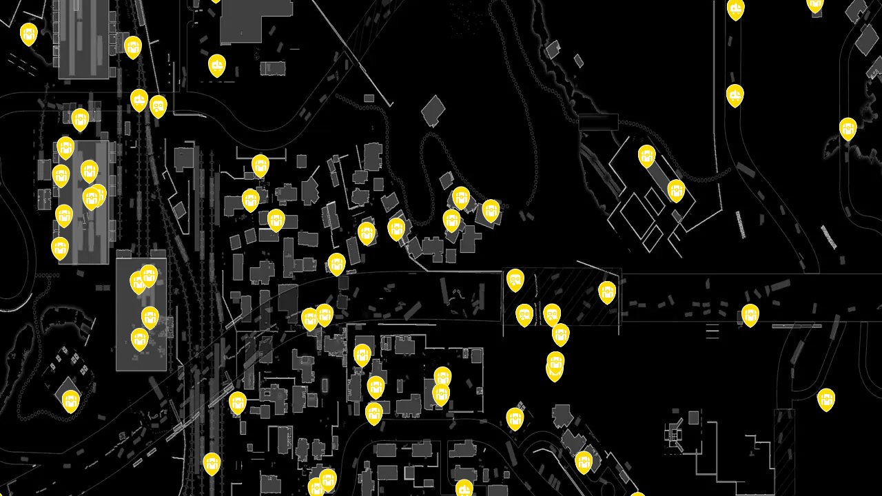 Dying Light interactive map filtered to show only Loot markers