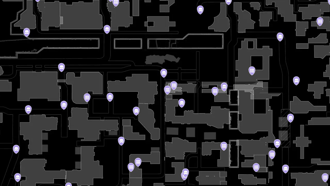 Dying Light interactive map filtered to show only Trap markers