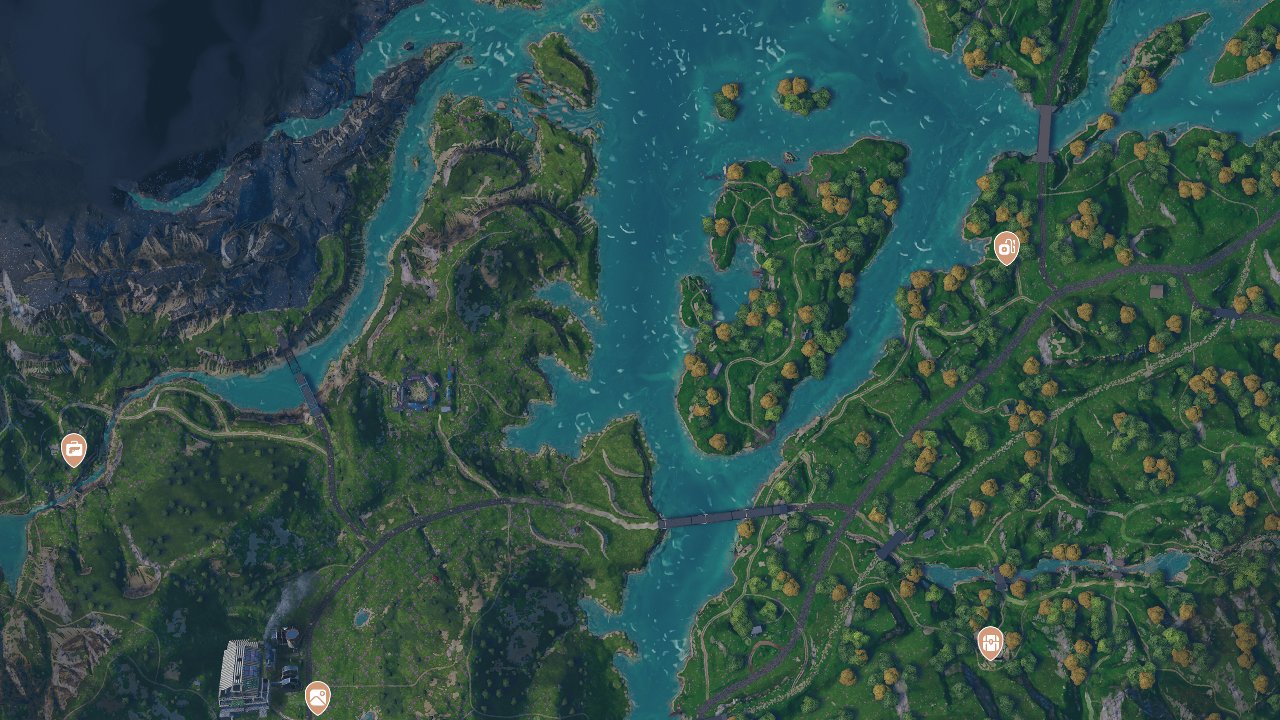 Far Cry New Dawn interactive map filtered to show only Collectibles markers