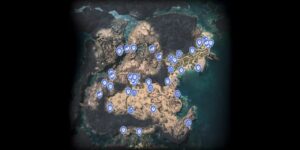 Final Fantasy VII Rebirth interactive map filtered to show only Area of Interest markers