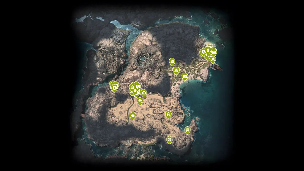 Final Fantasy VII Rebirth interactive map filtered to show only Quest & Activities markers