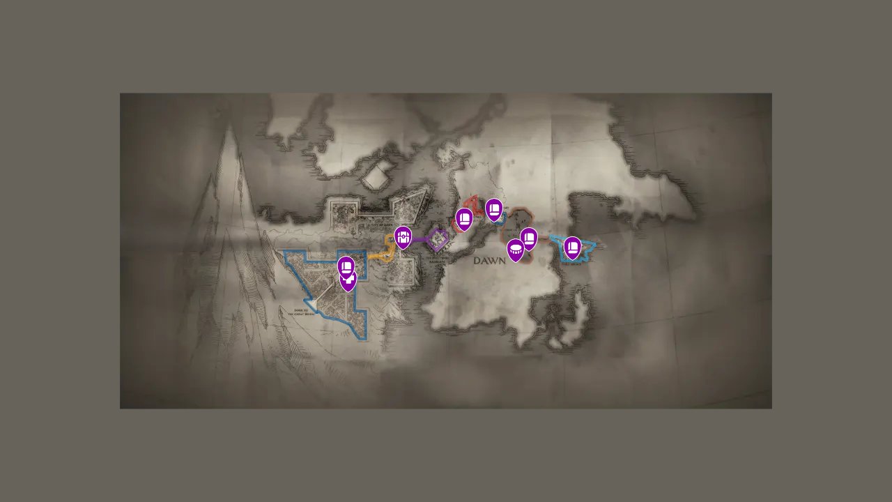 Flintlock The Siege Of Dawn interactive map filtered to show only Collectibles markers