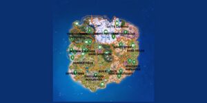 Fortnite interactive map filtered to show only NPC markers
