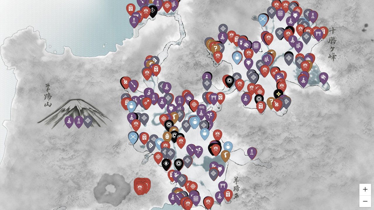 Ghost Of Yotei interactive map screenshot