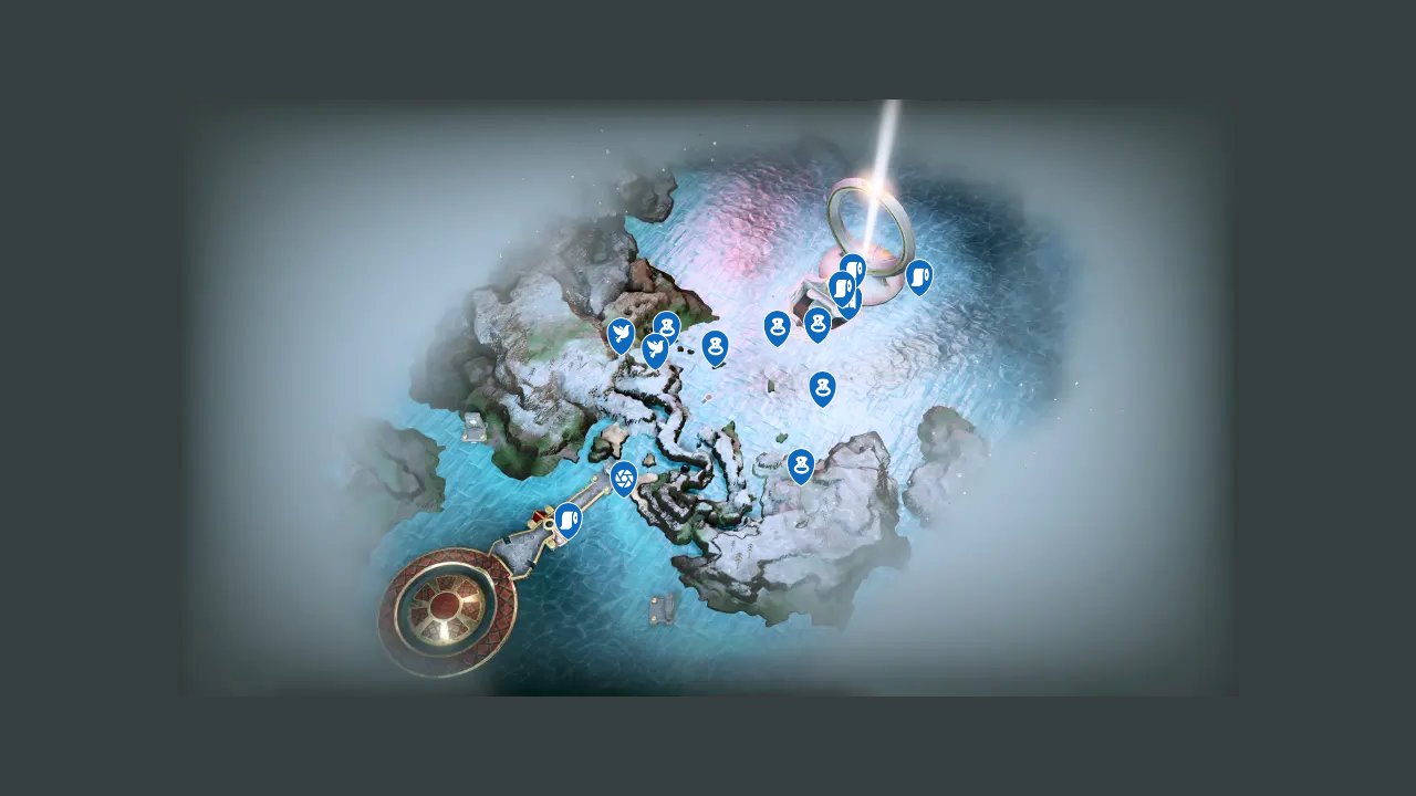 God Of War interactive map filtered to show only Collectibles markers