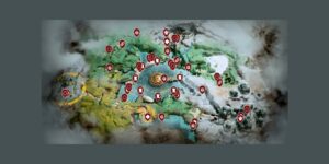 God Of War interactive map filtered to show only Mission markers