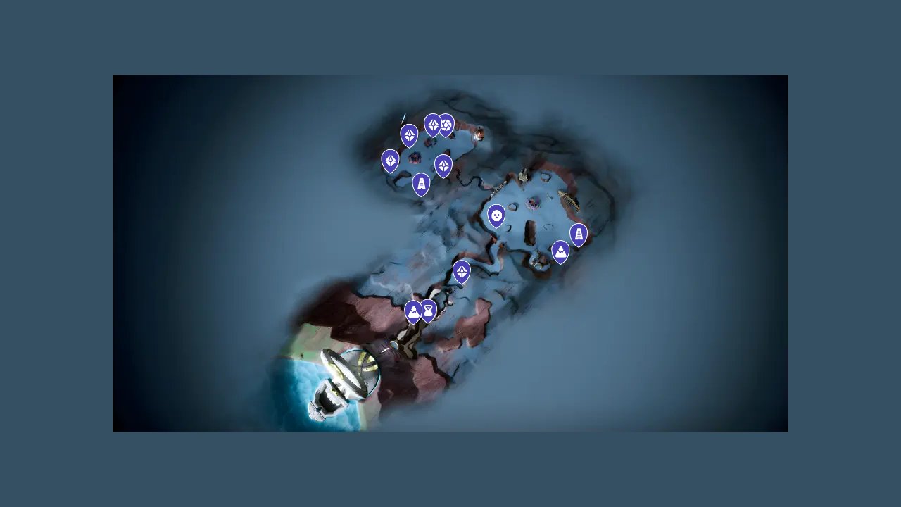 God Of War Ragnarok interactive map filtered to show only Mission markers