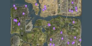 Grand Theft Auto San Andreas The Definitive Edition interactive map filtered to show only Entertainment markers