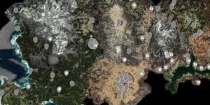 Horizon Forbidden West interactive map filtered to show only Datapoints markers