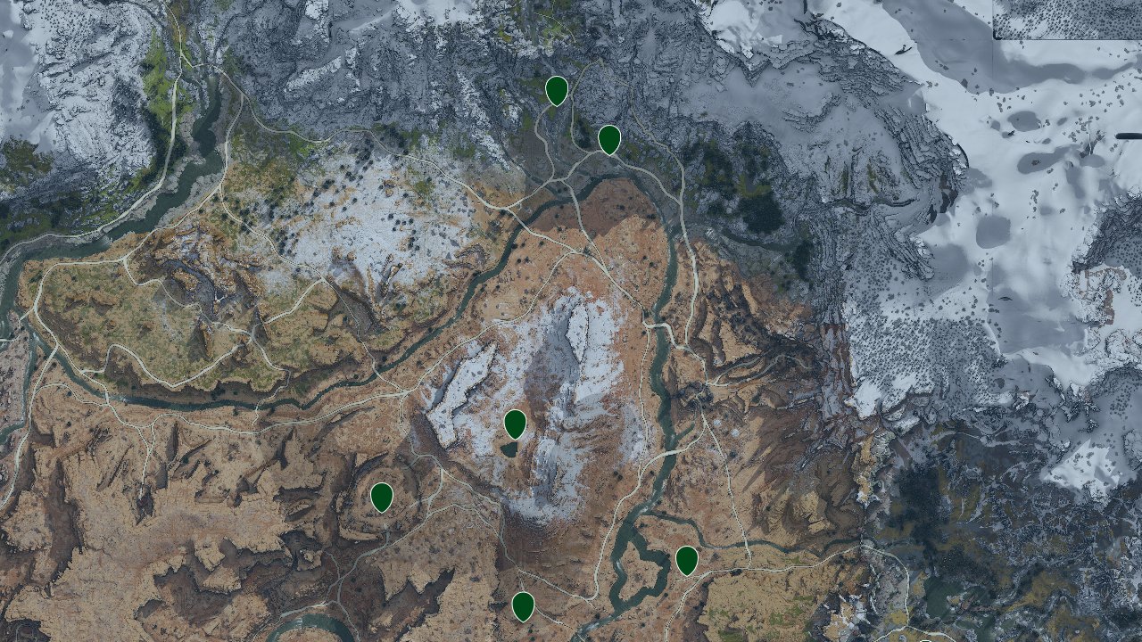 Horizon Zero Dawn interactive map filtered to show only Data Points markers