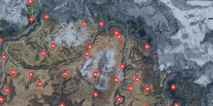 Horizon Zero Dawn interactive map filtered to show only Machines markers