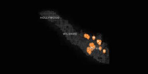 L.A. Noire interactive map filtered to show only Cases and Crimes - Homicide Desk markers