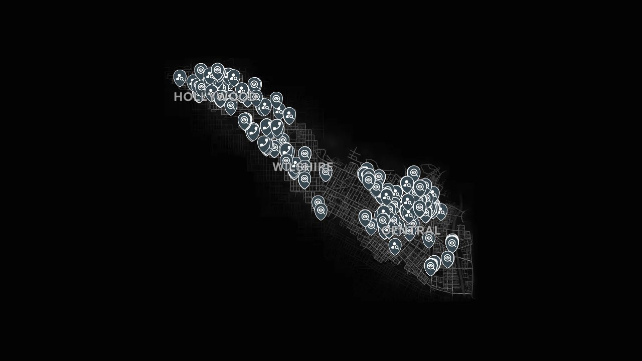 L.A. Noire interactive map filtered to show only Evidences markers