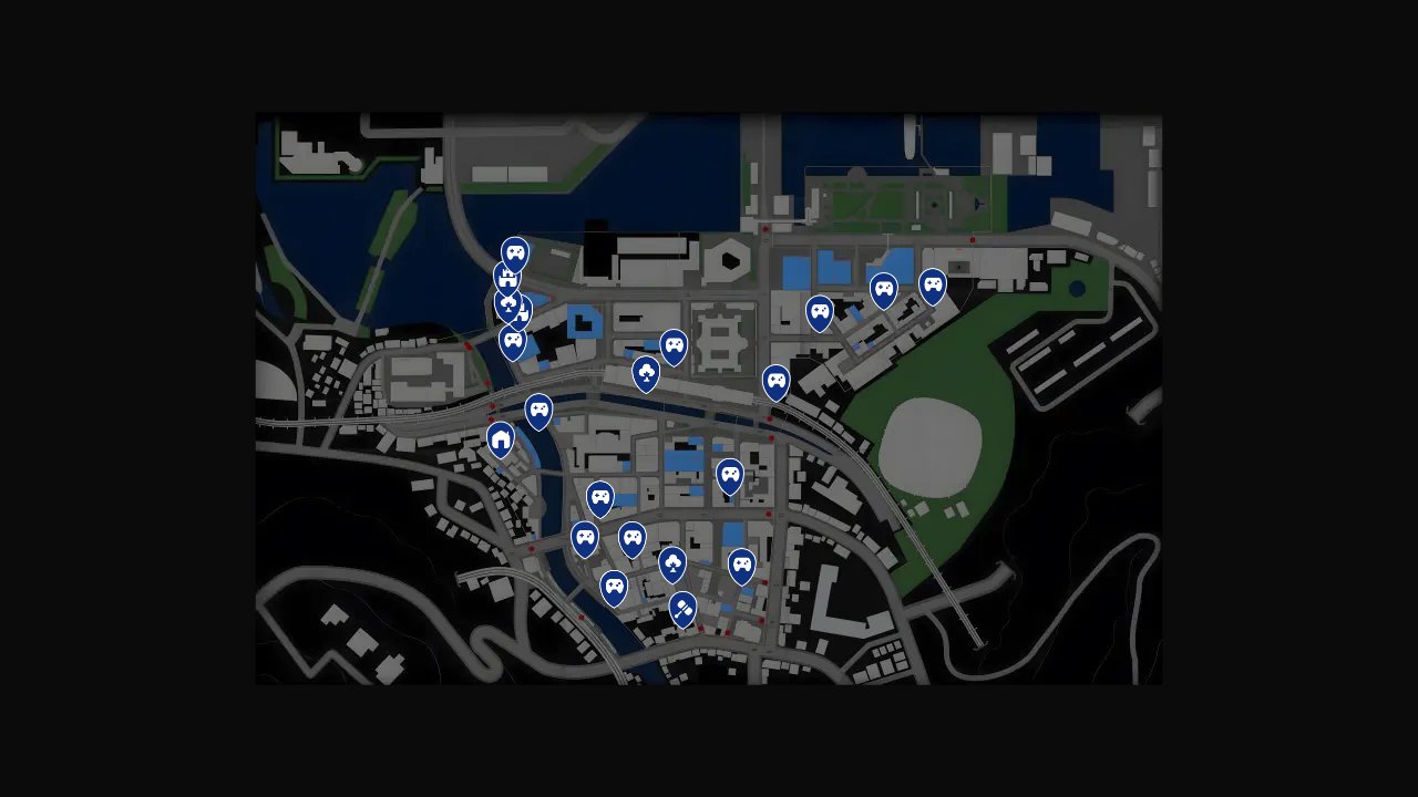 Like A Dragon Infinite Wealth interactive map filtered to show only Activities markers