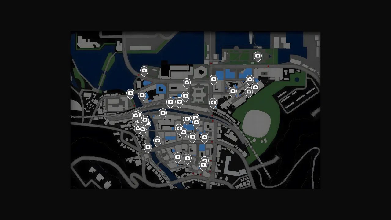 Like A Dragon Infinite Wealth interactive map filtered to show only Photo Rally markers