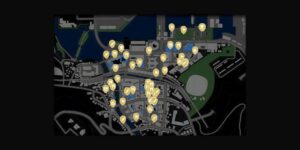 Like A Dragon Infinite Wealth interactive map filtered to show only Shops markers