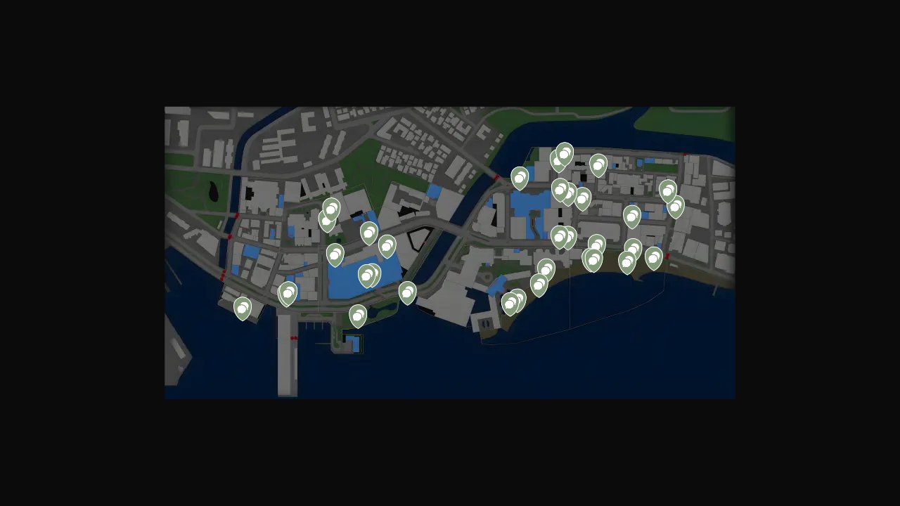 Like A Dragon Infinite Wealth interactive map filtered to show only Substories markers