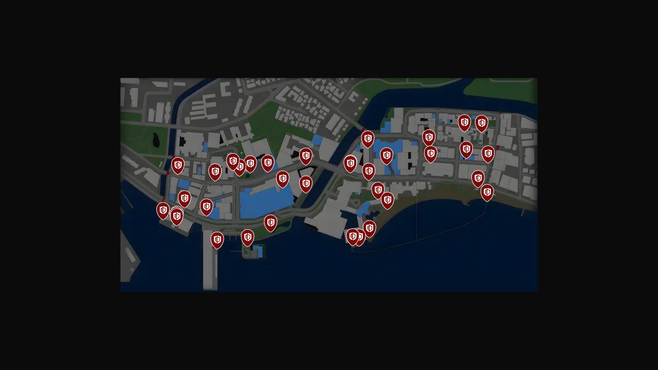 Like A Dragon Infinite Wealth interactive map filtered to show only Sujimon Trainer markers