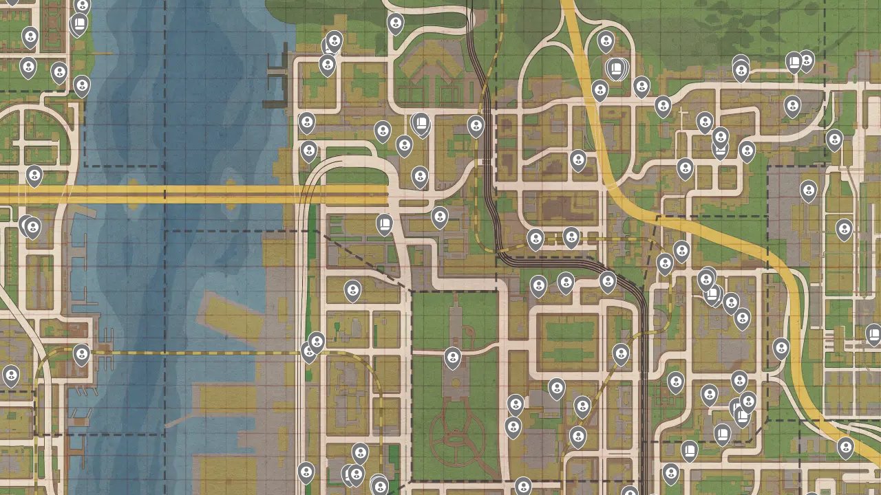 Mafia II interactive map filtered to show only Collectibles markers