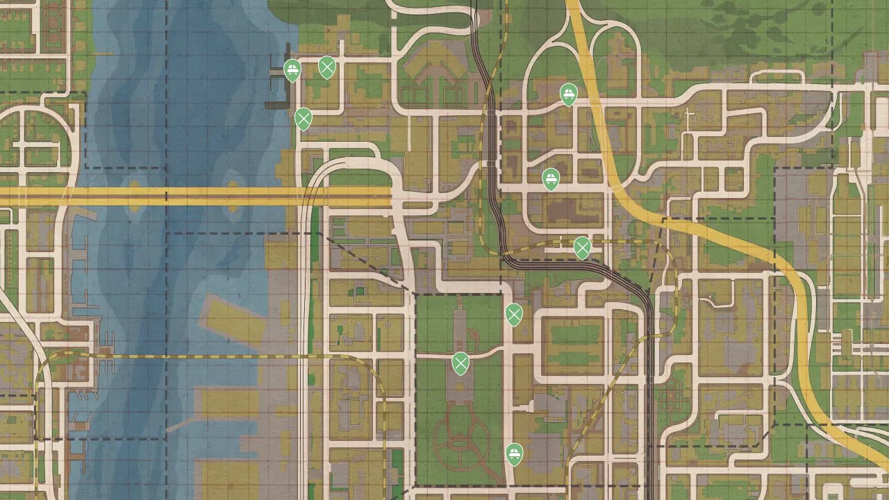 Mafia II interactive map filtered to show only Jimmy's Vendetta DLC markers