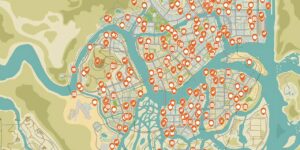 Mafia III interactive map filtered to show only Collectibles markers