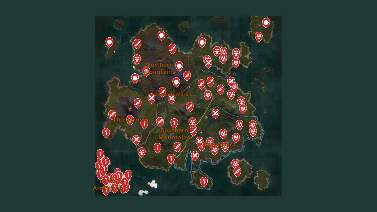 Myth Of Empires interactive map filtered to show only Strongholds markers