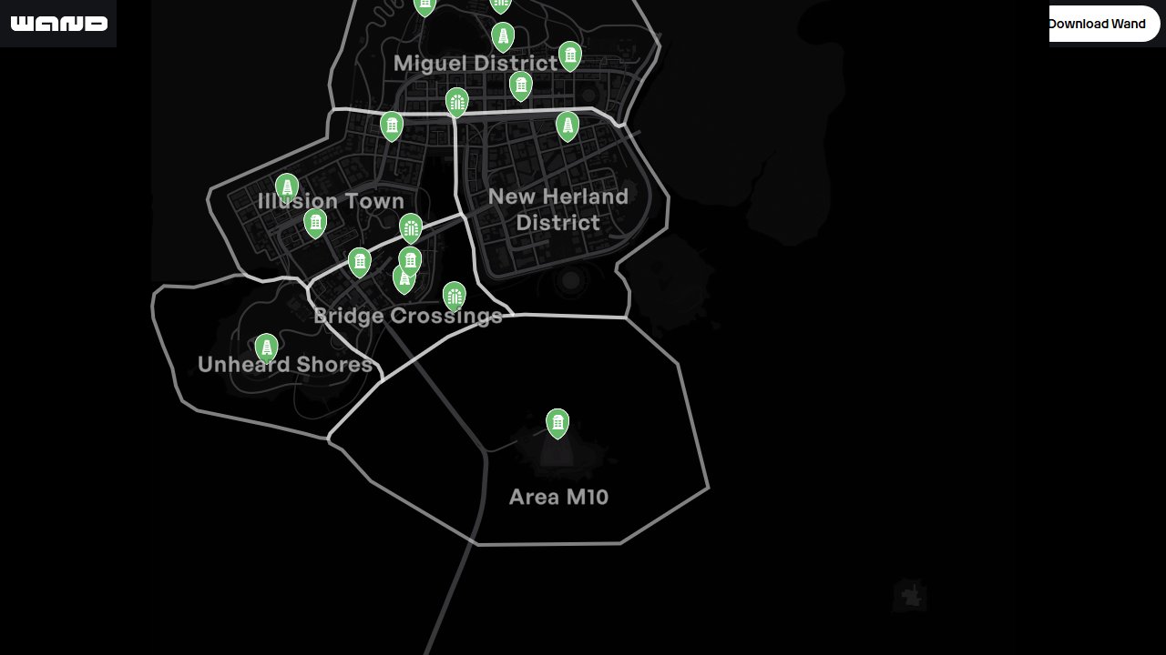 Neverness To Everness interactive map filtered to show only Fast Travel markers