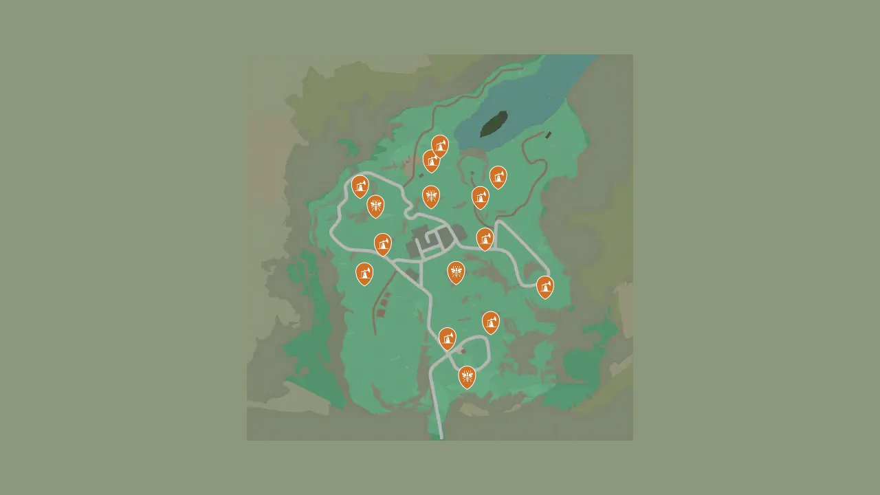 Ranch Simulator interactive map filtered to show only Resource markers