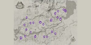 Red Dead Redemption interactive map filtered to show only Locations markers