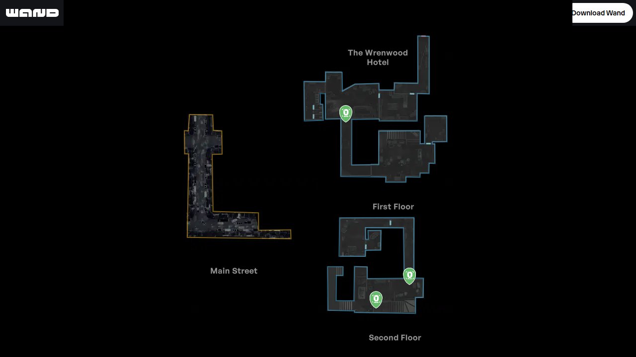 Resident Evil Requiem interactive map filtered to show only Location markers