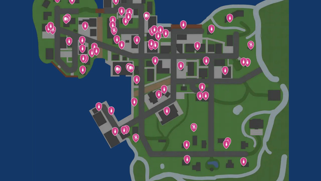 Schedule 1 interactive map filtered to show only NPC markers