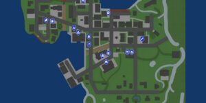 Schedule 1 interactive map filtered to show only Shops markers