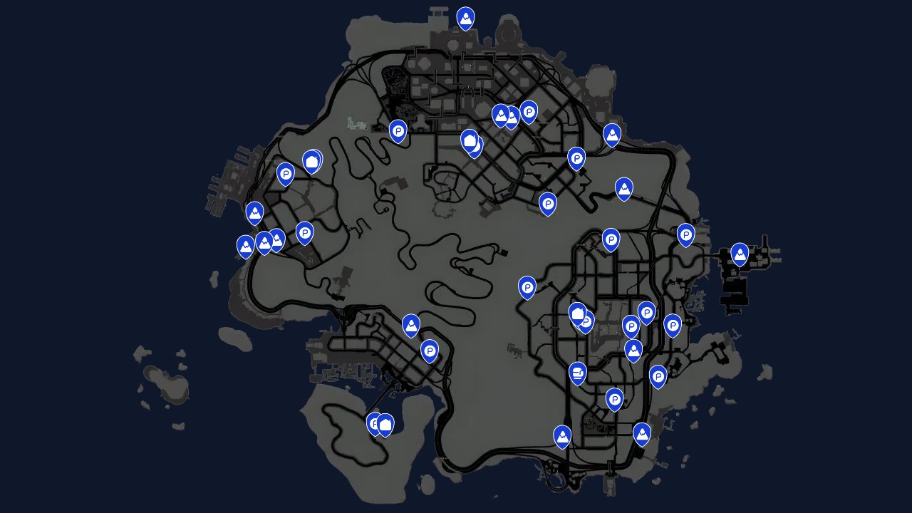 Sleeping Dogs Definitive Edition interactive map filtered to show only Locations markers