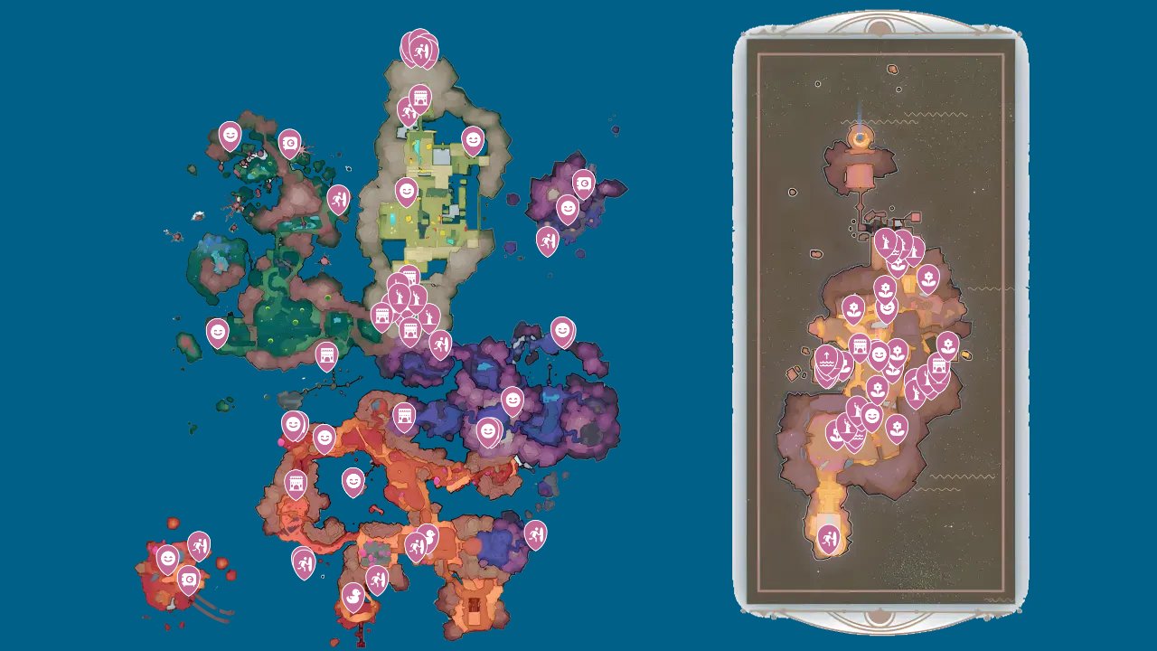 Slime Rancher interactive map filtered to show only Locations markers