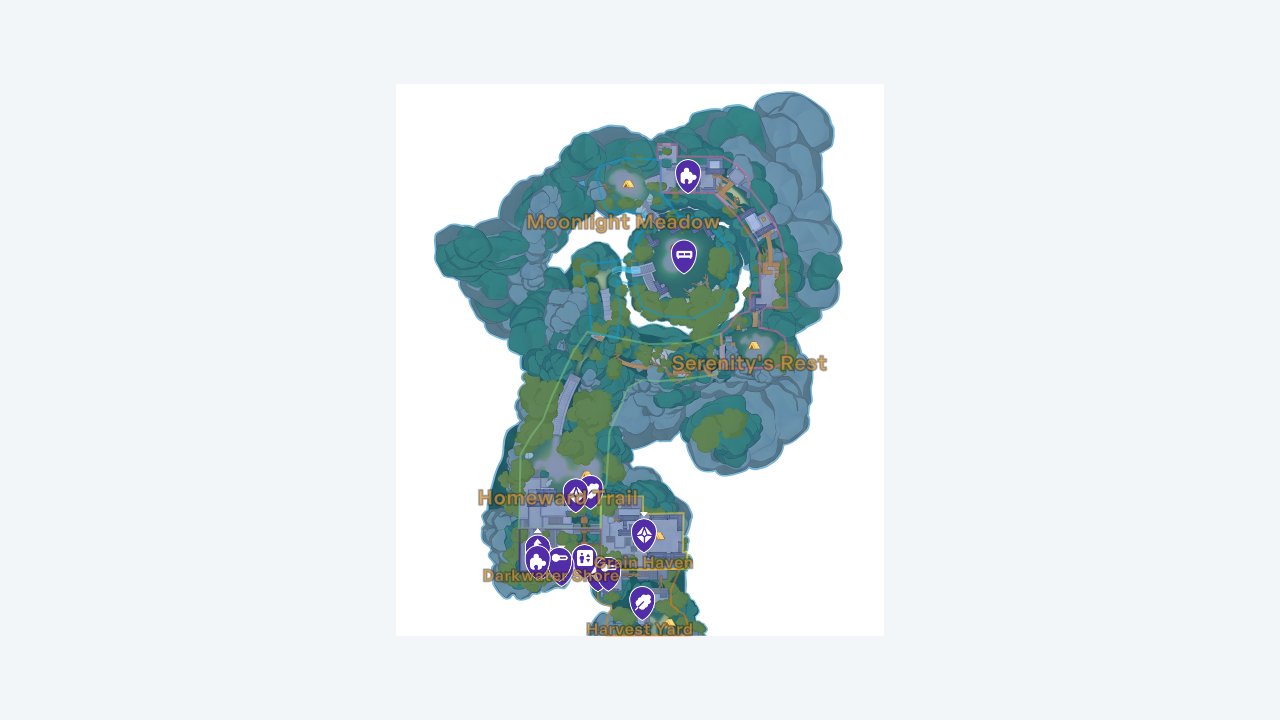 Starsand Island interactive map filtered to show only Interactables markers