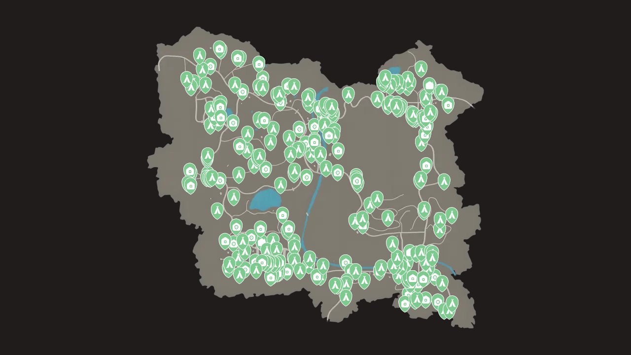 State Of Decay 2 Juggernaut Edition interactive map filtered to show only Location markers