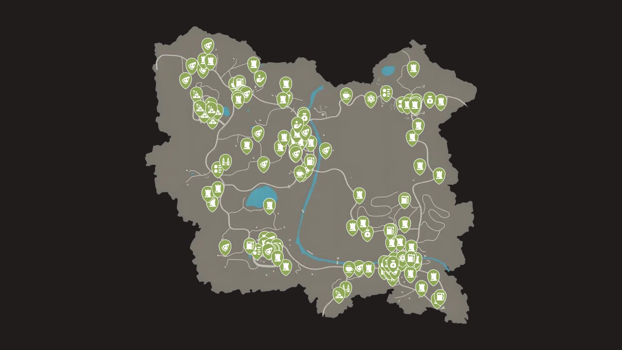 State Of Decay 2 Juggernaut Edition interactive map filtered to show only Outpost markers